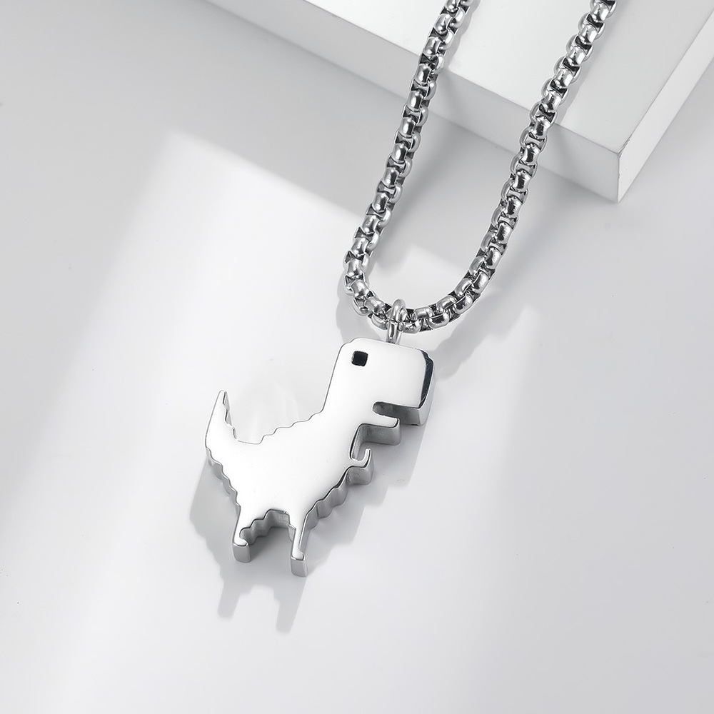 Dinosaur Google T-Rex Cute Pendant Necklace 70cm